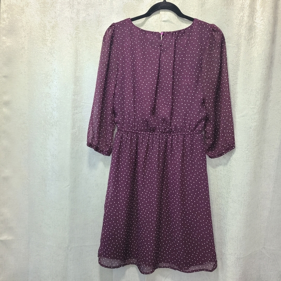 Maurices Plum Dress White Dots Size Small No Belt - Picture 3 of 13